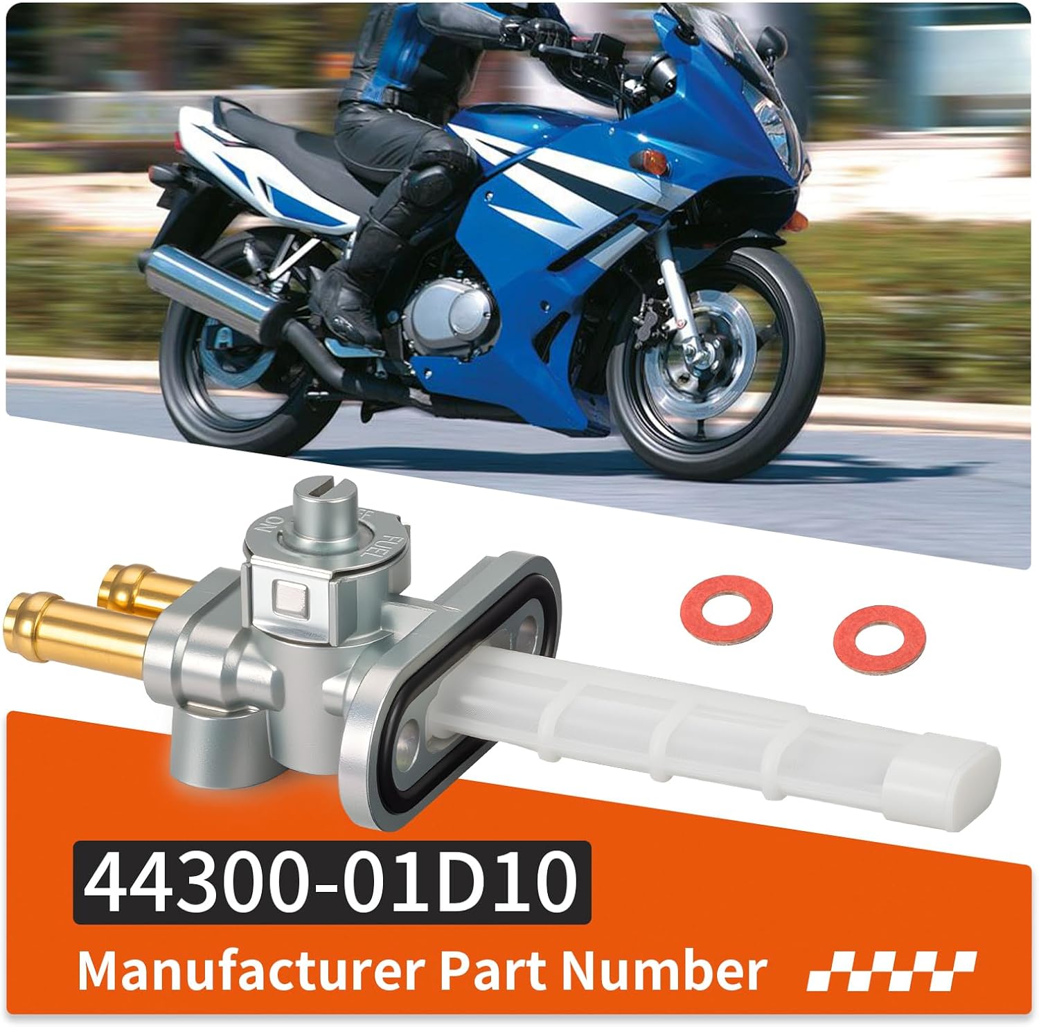 Gas Petrol Valve Tap Cock W/Gasket For Suzuki GS500 GS500F 1989-2009 44300-01D10