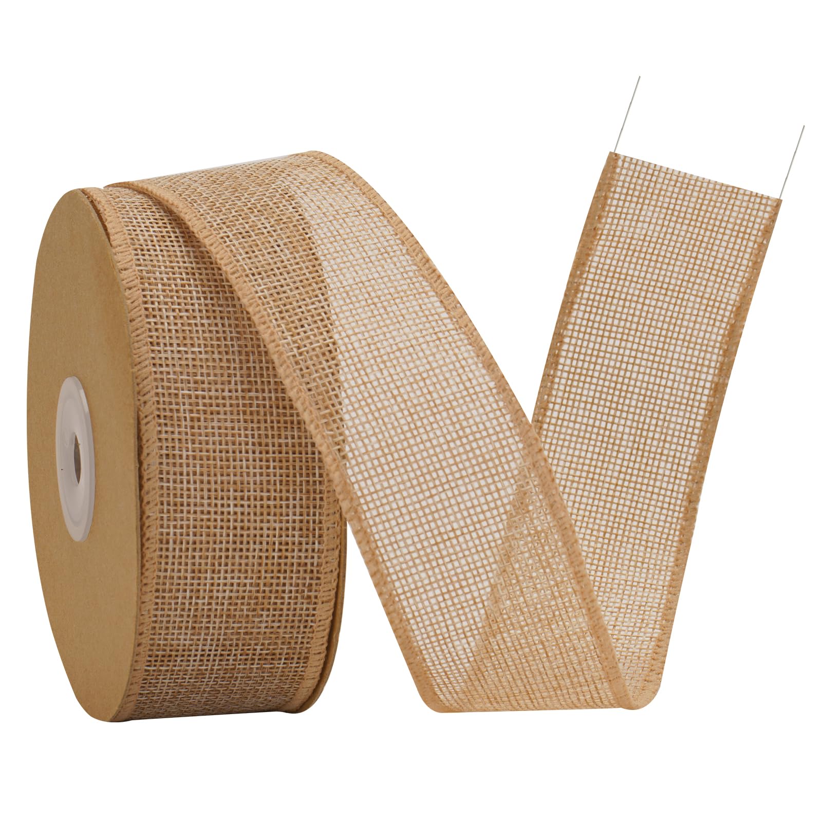 G2PLUS 4cm Brown Wired Jute Burlap Ribbon: 10m Hessian Ribbon for Crafting, Bows, Gift Wrapping, Wreaths, Christmas Decoration