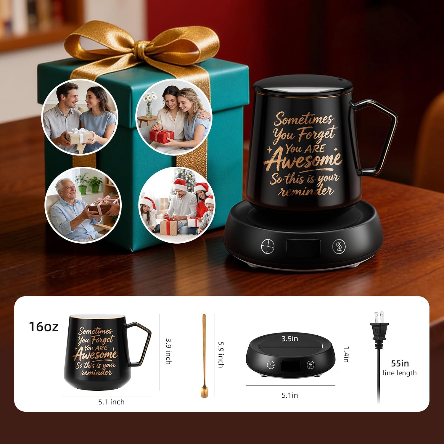 Coffee Mug Warmer Set Electric Heated Tea Coffee Cup Warmer for Desk Office