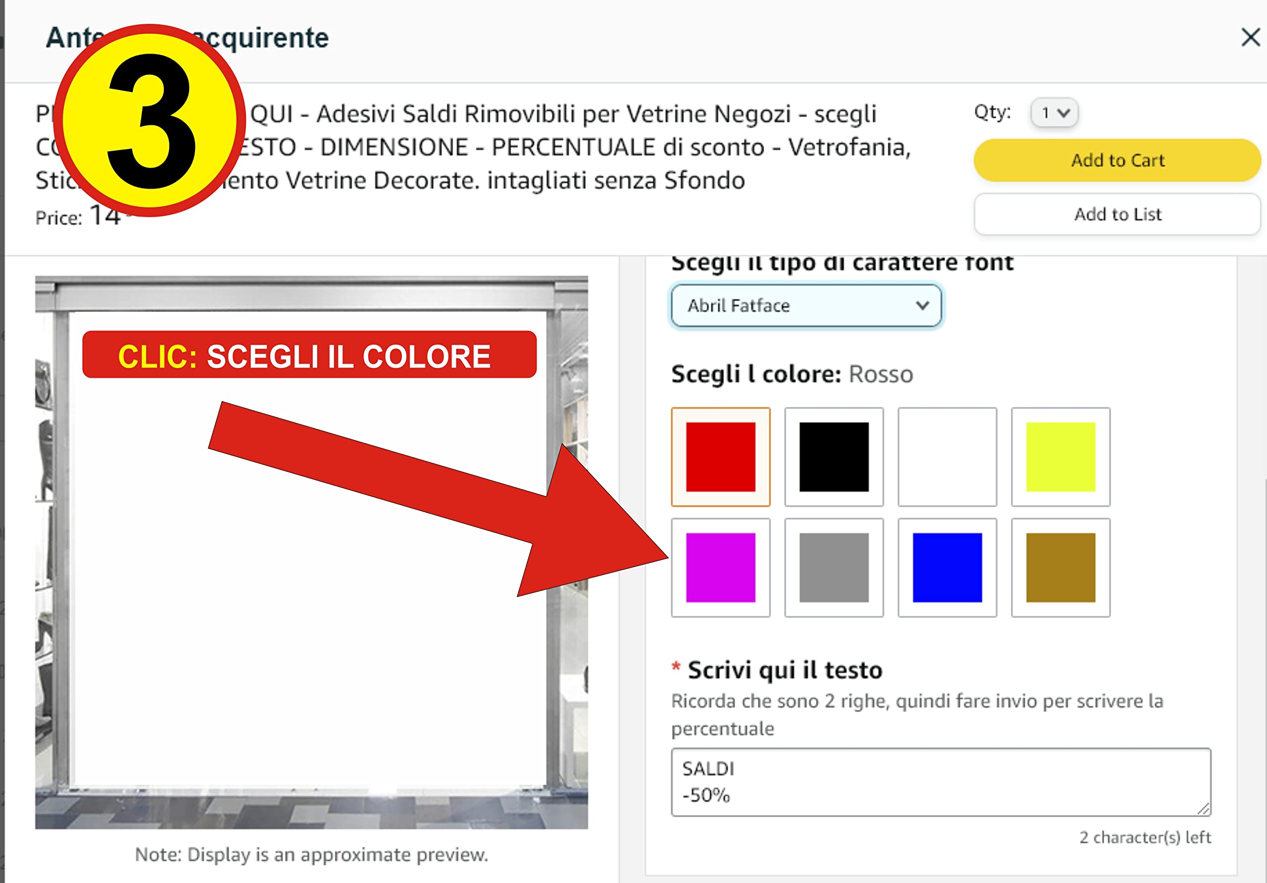 PERSONALIZZALO QUI - Adesivi saldi Rimovibili per Vetrine - scegli COLORE - STILE TESTO - DIMENSIONE - PERCENTUALE di sconto - Vetrofania, Stickers, sconti e saldi senza Sfondo