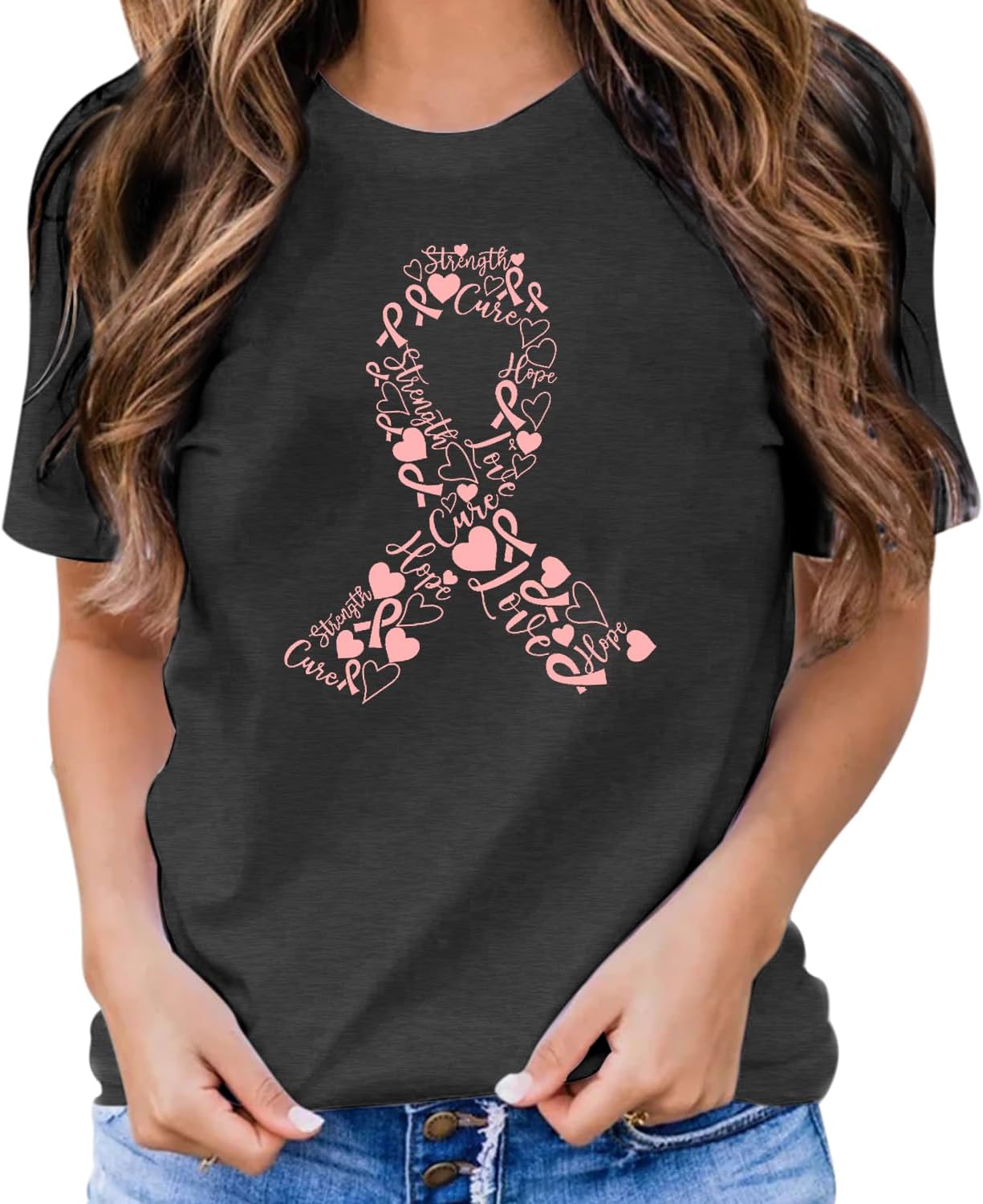 PQZ Breast Cancer Shirts for Women Cancer Awareness Tee Womens Butterfly Tee Shirt Cancer Survivor Tops - Image 4