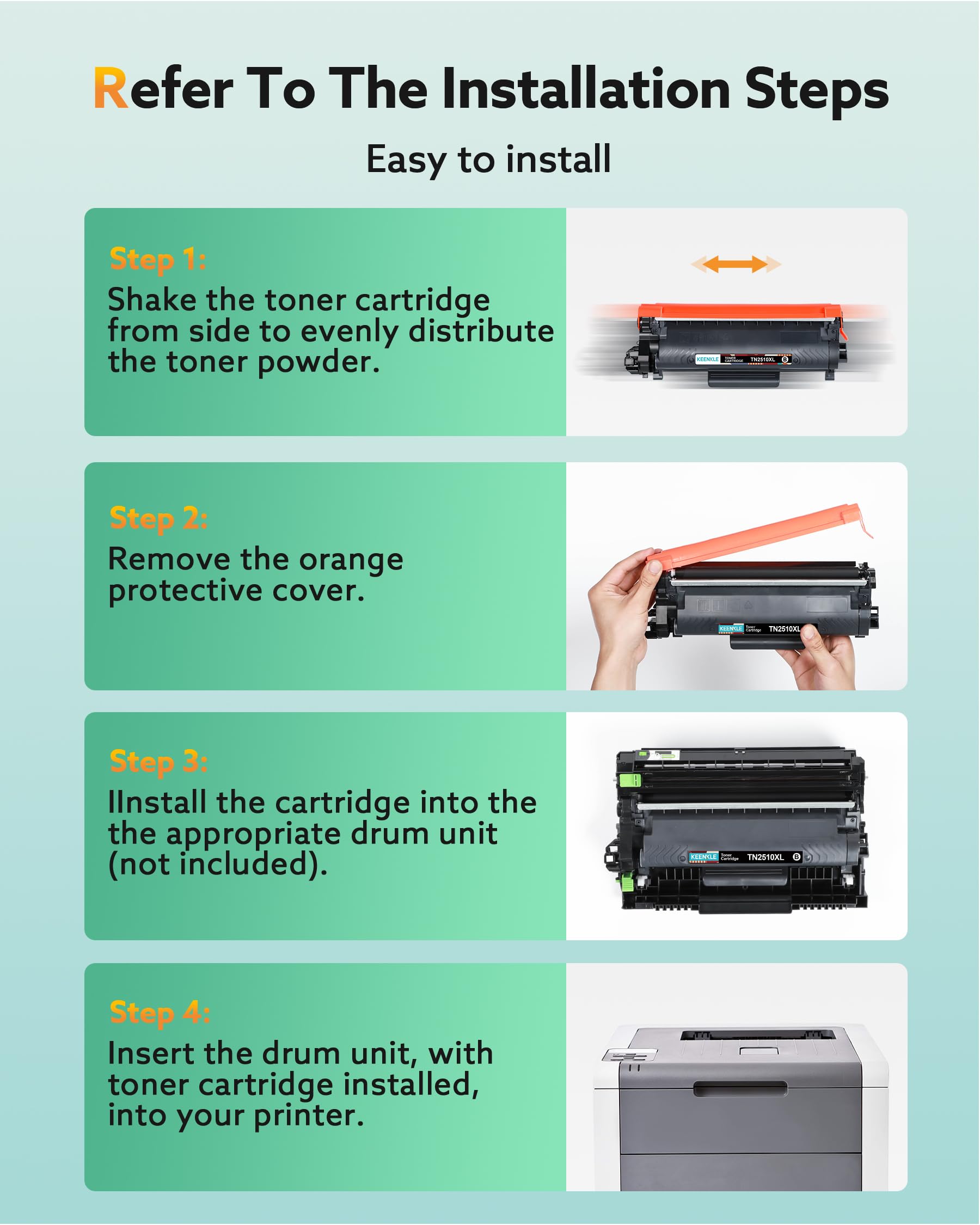 KEENKLE TN2510 TN2510XL Compatible Toner for Brother TN2510 TN-2510 XL for MFC-L2827DW MFC-L2800DW HL-L2400DWE MFC-L2835DW MFC-L2860DWE HL-L2445DW DCP-L2665DW DCP-L2620DW DCP-L2666 00DW DW (Black, 1 - 5