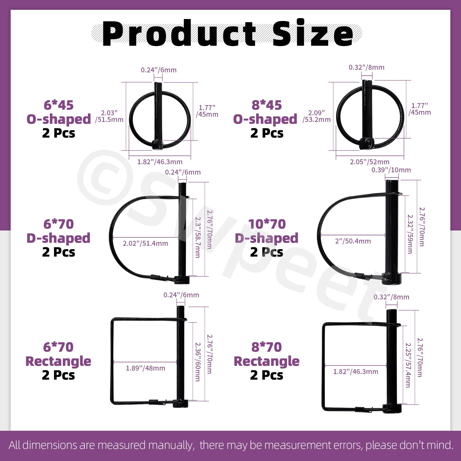 Swpeet 12Pcs 6 Sizes 1/4