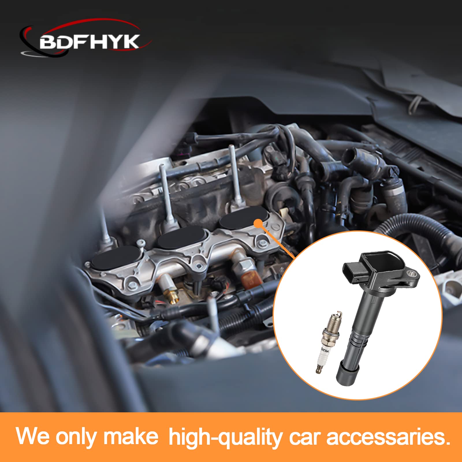 BDFHYK Ignition Coil Pack and Iridium Spark Plugs for Acura RSX Honda