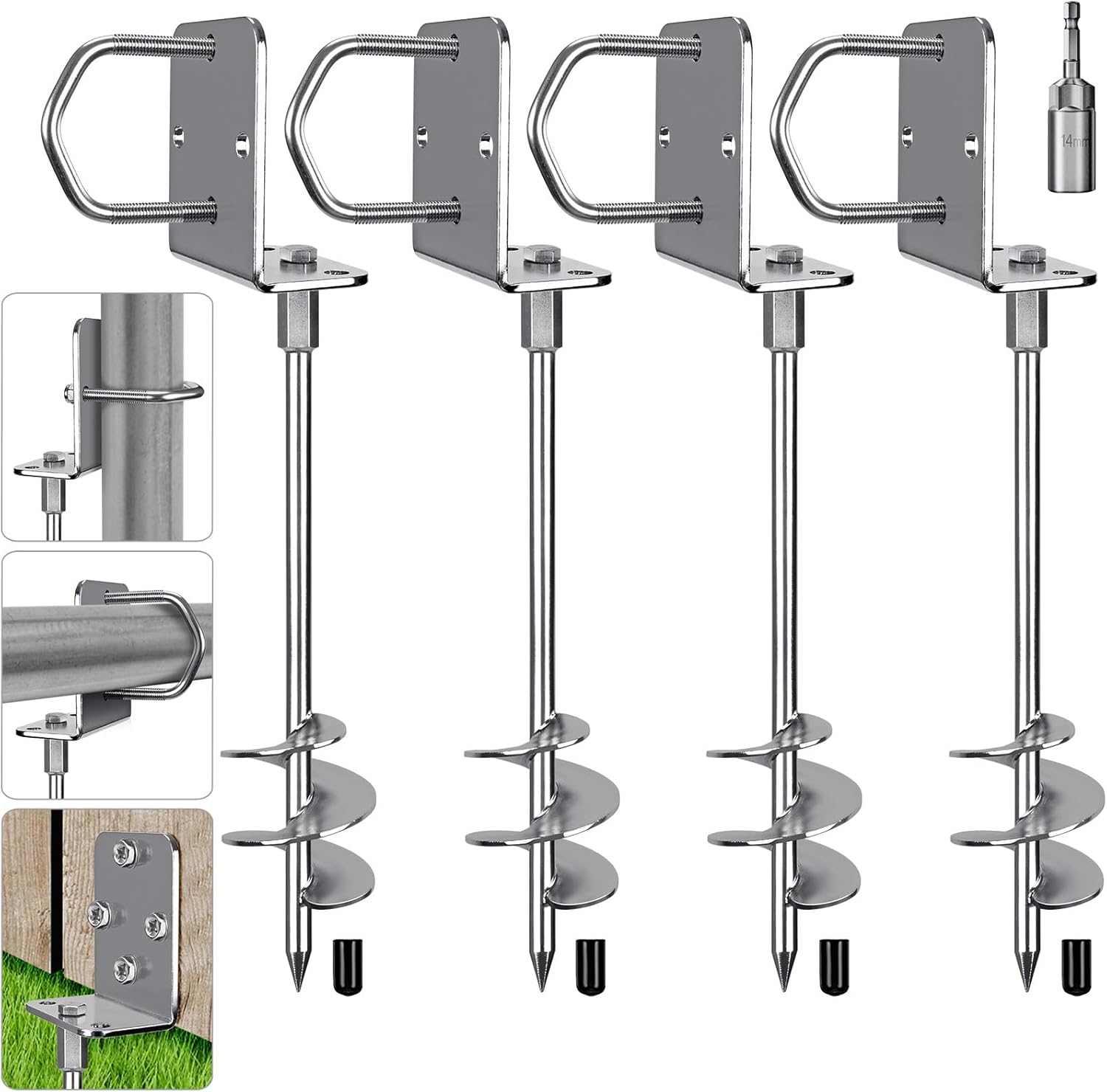 Insaga MultiPurpose Ground Anchors Screw in, Wider Spiral