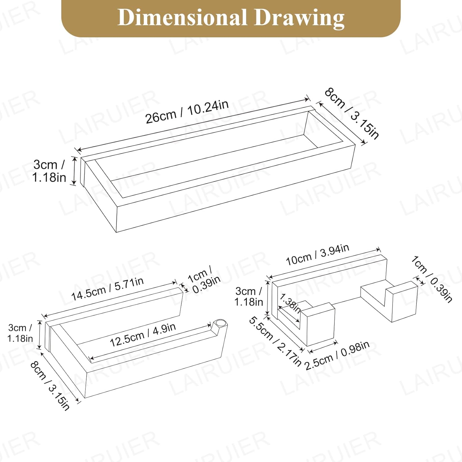 3 Pieces Brushed Gold Bathroom Hardware Accessories Set,SUS304 Stainless Steel Towel Holder Set Towel Holder Robe Hook Toilet Paper Holder Wall Mounted