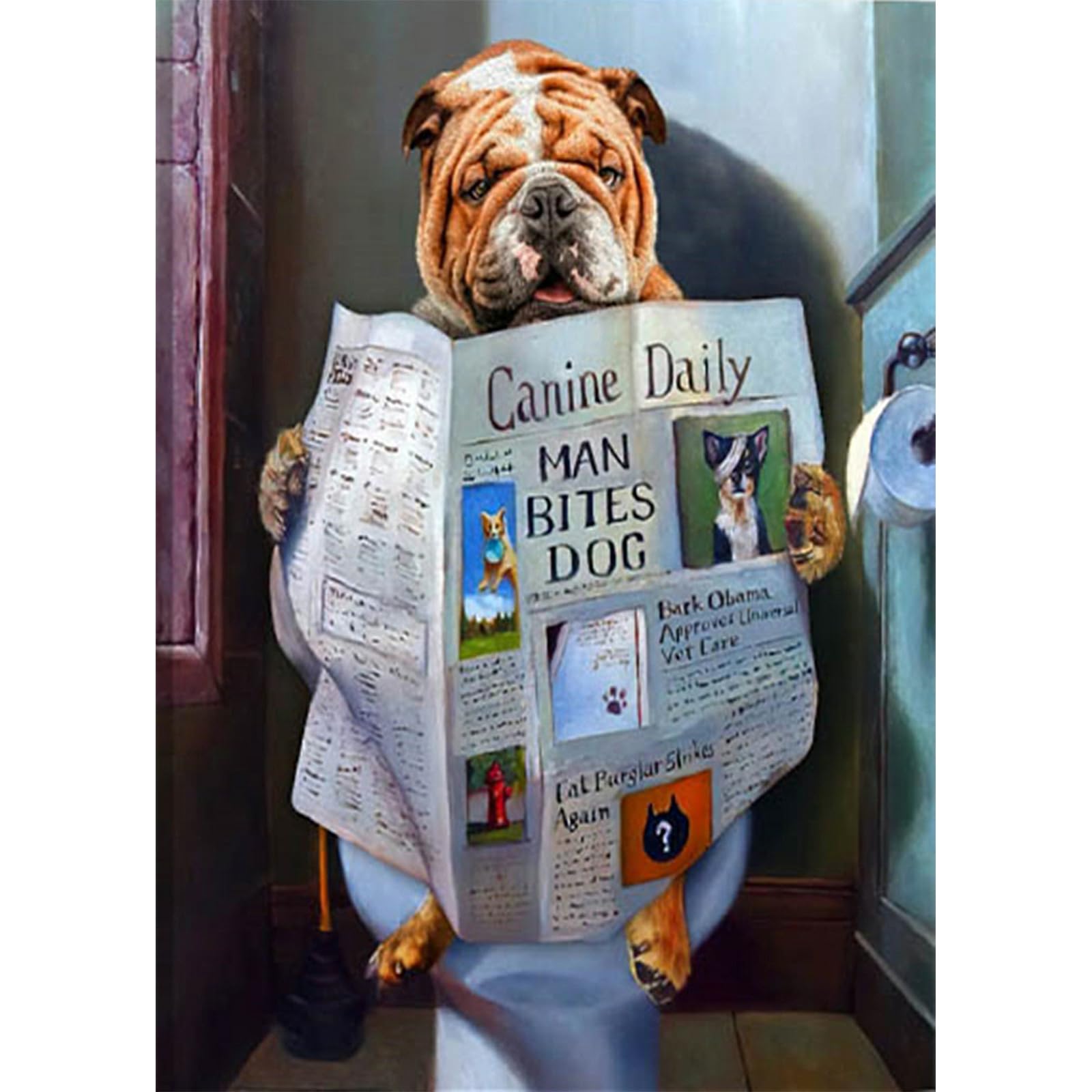 JISHSHAY ダイヤモンドアート セット 初心者 30x40cm ダイヤモンドアート 犬 5D ダイヤモンドアート 動物 ビーズアート 犬 ダイヤモンドペインティング ダイヤモンドペインティング 動物 ビーズアート DIY ダイアモンドアート キット 初心者 新聞を読む犬 絵画 人気 手芸キット ブルドッグ