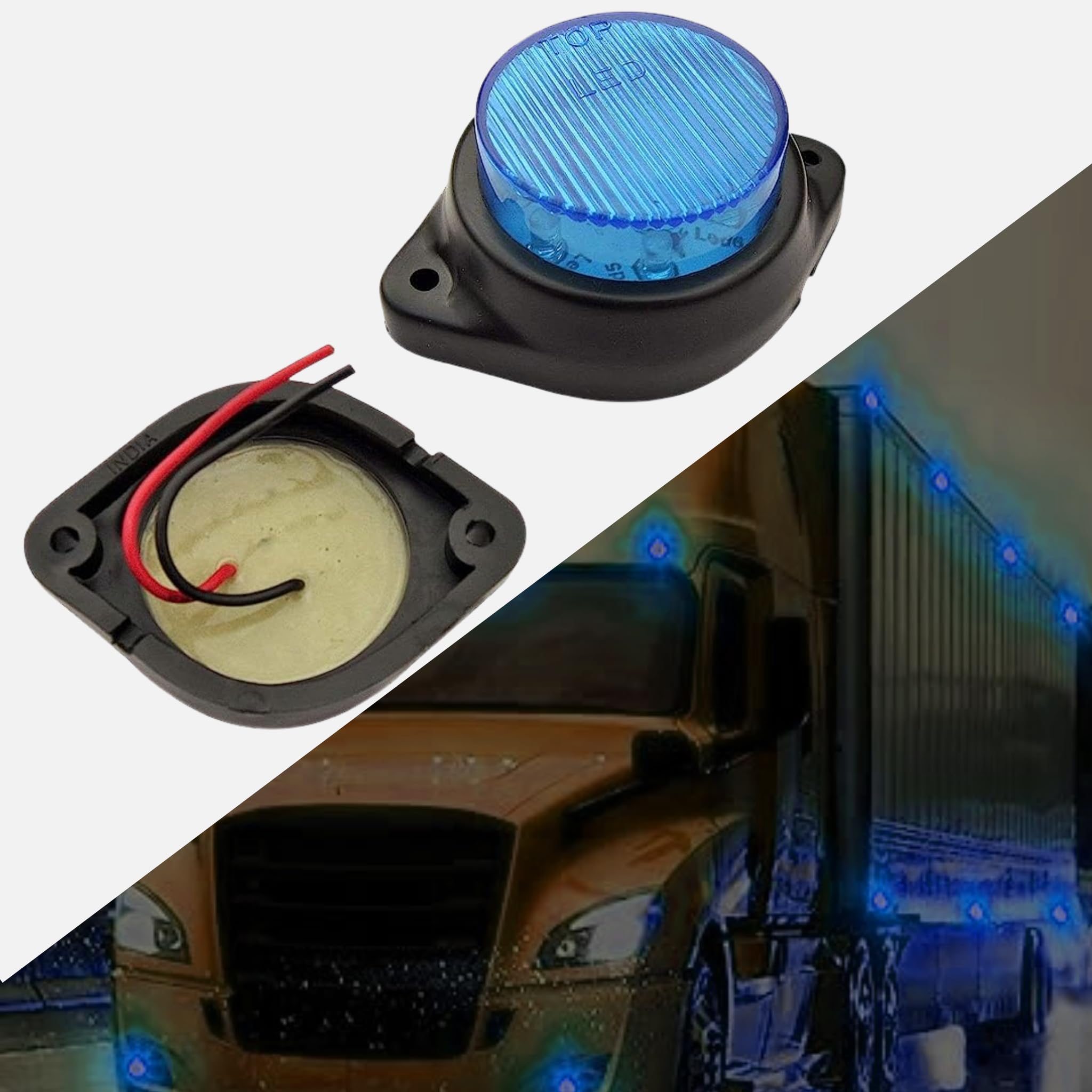 APSMOTIV Combination Outline Marker Side Indicator Flasher Decoration Light Rear Lamp Set 12 Volts for Trucks Trailers Bus Caravan Tractor and Universal Commercial Applications, Color Blue 4 Pieces - Image 3 thumbnail