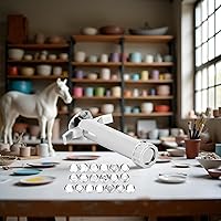 Vista 8 de 1 juego de extrusora de arcilla plateada, extrusora de lodo multifunción herramienta de escultura de modelado con 19 moldes de punta para prensas