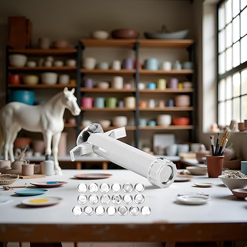 Miniatura 8 de 1 juego de extrusora de arcilla plateada, extrusora de lodo multifunción herramienta de escultura de modelado con 19 moldes de punta para prensas