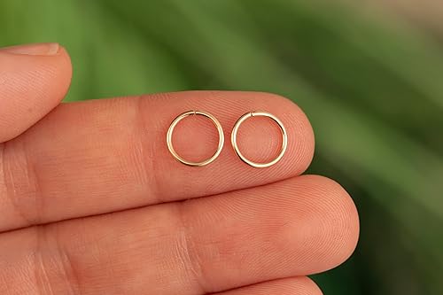 Miniatura 115 de Gold Hoop Earrings Silver Hoop Earrings - Hoop Earrings For Women Two Pcs Of Thin Gold Filled Sterling Silver Hoops, Helix Hoop, Tragus Ring