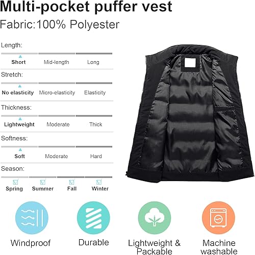 Miniatura 3 de Chrisuno Chaleco Acolchado para Mujer Casual con Cuello Levantado Chaleco Acolchado para Exteriores Chaleco de Esquí