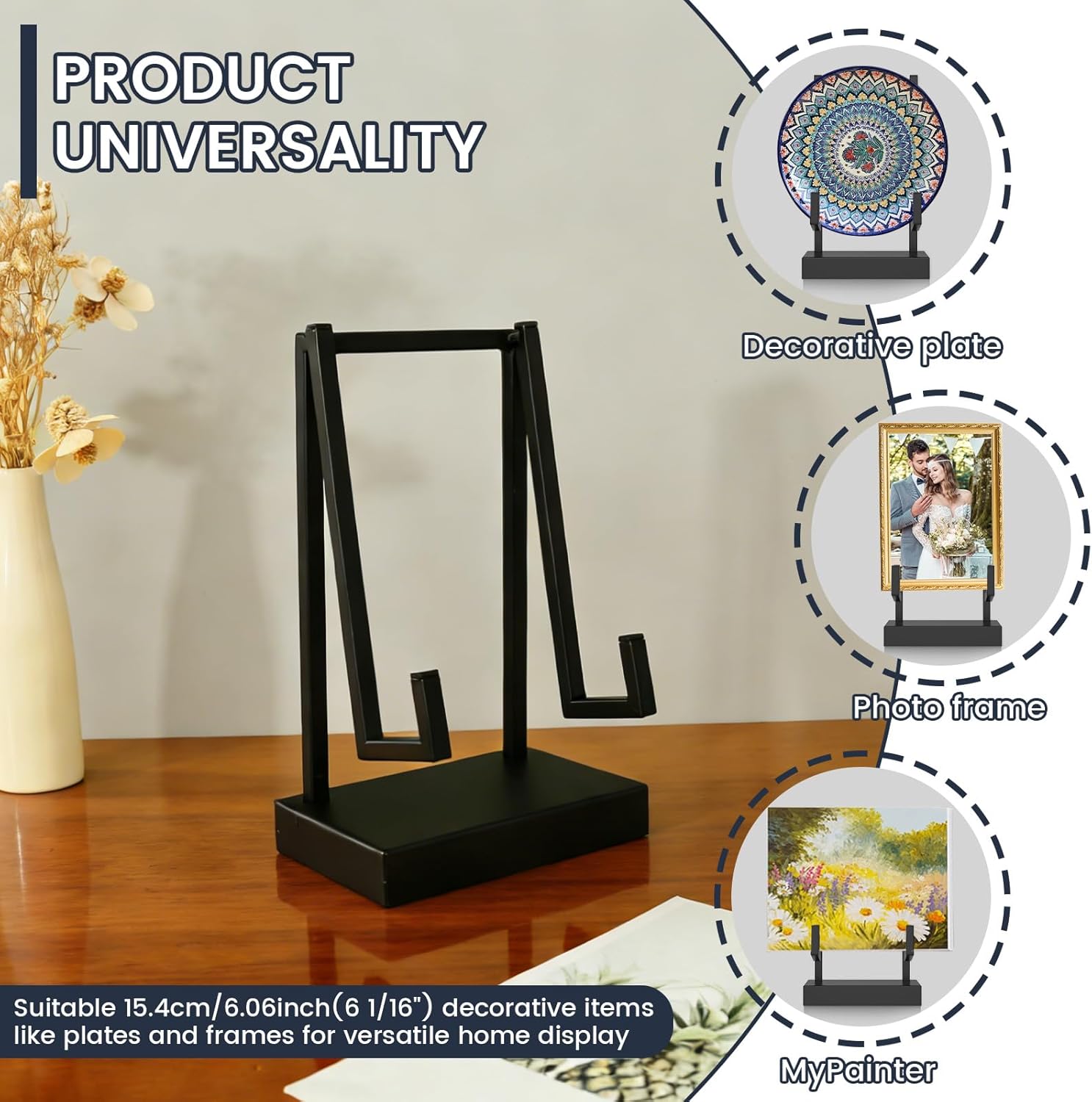 3Pcs Metal Plate Stands for Display 6-12 Inch Small Picture Easel Stand Non Tipping Metal Frame Holder Stand for Decorative Plate Photo Frame Artwork(black)