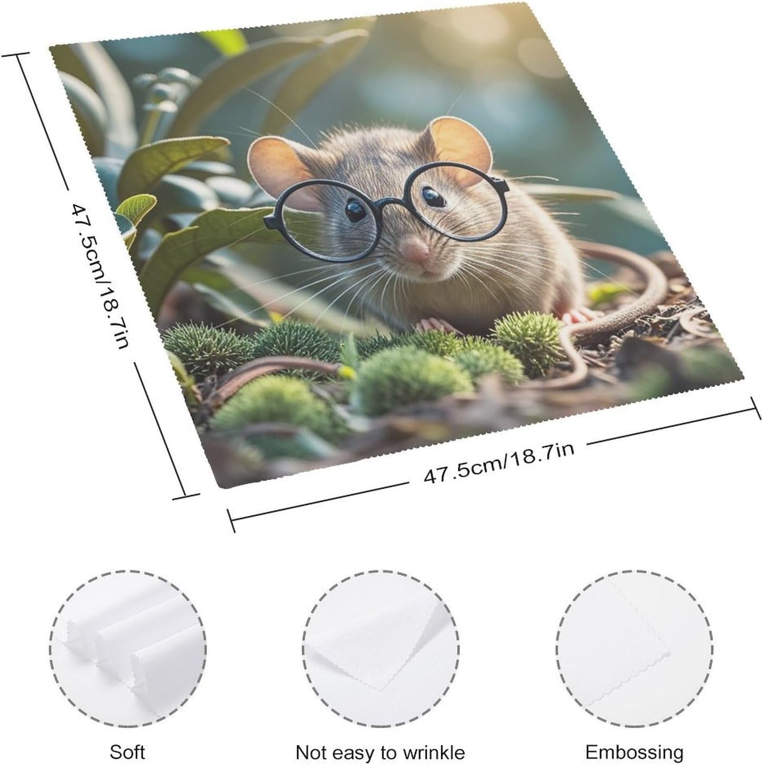 Cloth Napkins Absorbent Dinner Napkins Set of 6 PCS Washable Napkin Guinea Mouse With Glasses Decorative Cloth Napkin Table Accessories for Parties Weddings Cocktail
