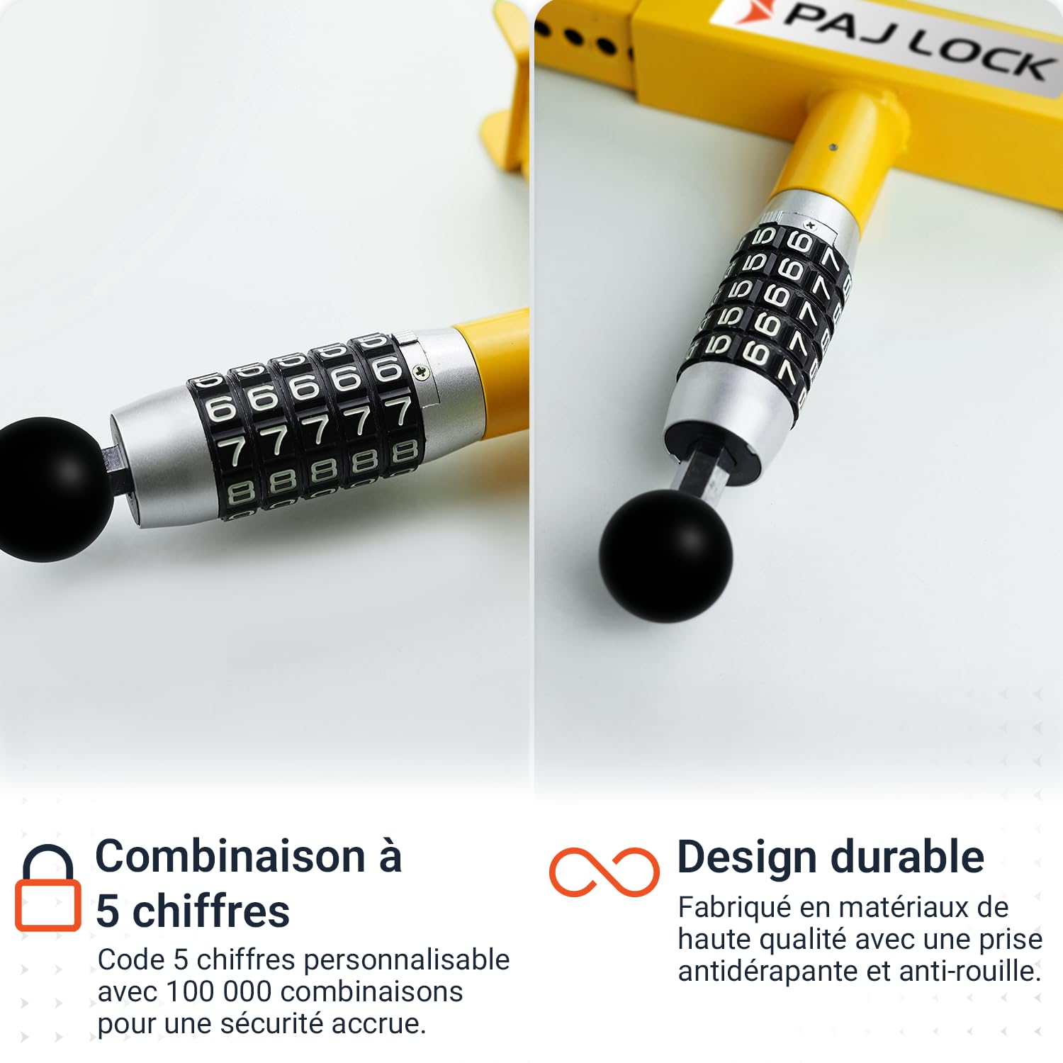 PAJ LOCK - Sabot de Denver - Antidémarrage pour voitures de toutes marques, camions, remorques, motos, caravanes, etc. - Système antivol ajustable – Sabot de Denver robuste avec serrure de sécurité