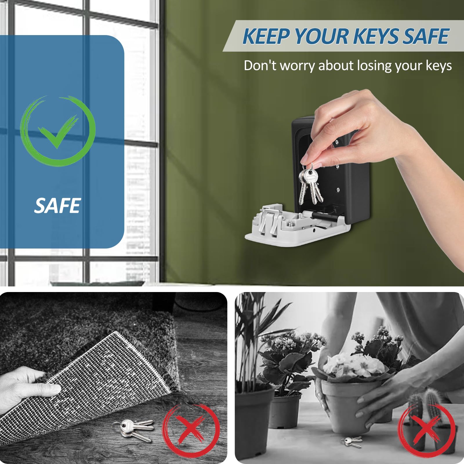 Aluminum OS5401 Key Storage Lock Box Door Hardware Key Safe Wall Mounted Key Storage Box Combination - View #11