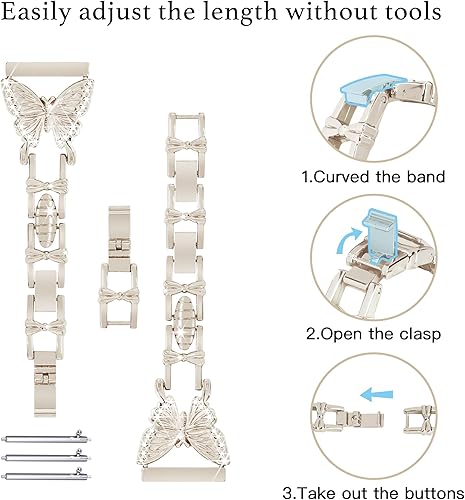 Miniatura 4 de Correa de mariposa compatible con Samsung Galaxy Watch 6, correa de 1.575 pulgadas con funda antigolpes + protector de pantalla templado, 0.787