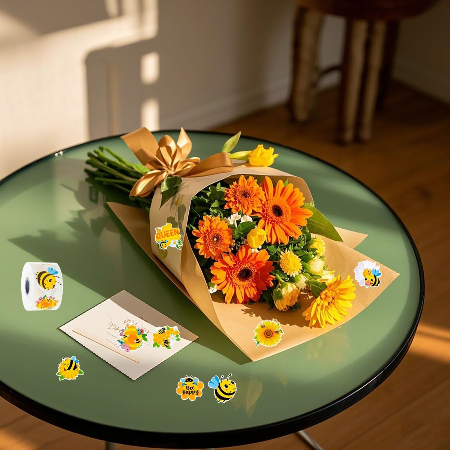 1000Pcs Bee Shaped Animal Stickers in 2 Rolls for Kids Labels Waterproof Vinyl Decals Decoration for Holiday Decals Party Supplies Reward Gifts