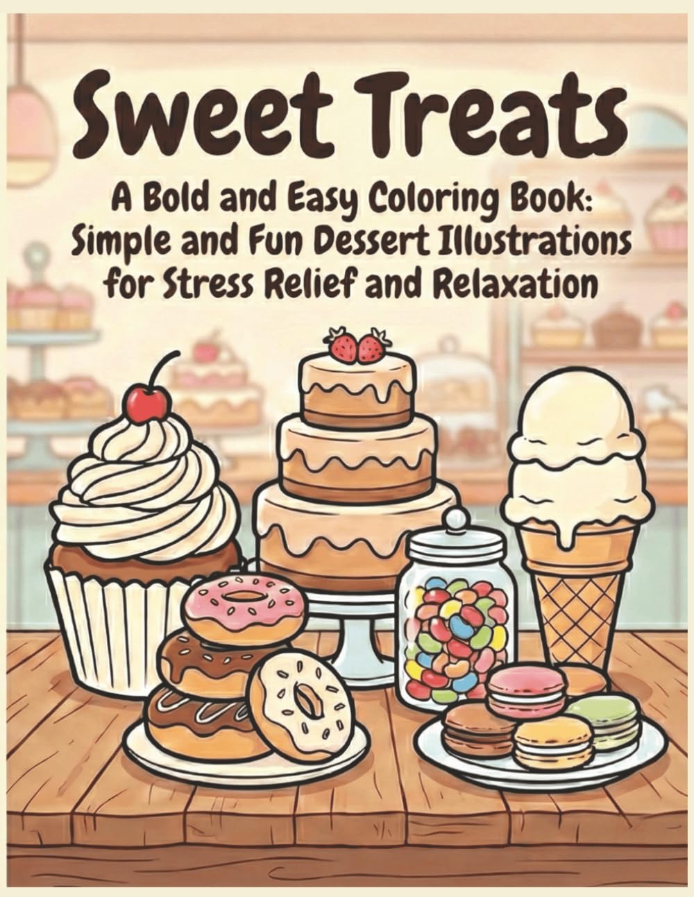 Sweet Treats: A Bold and Easy Coloring Book: Simple and Fun Dessert Illustrations for Stress Relief and Relaxation