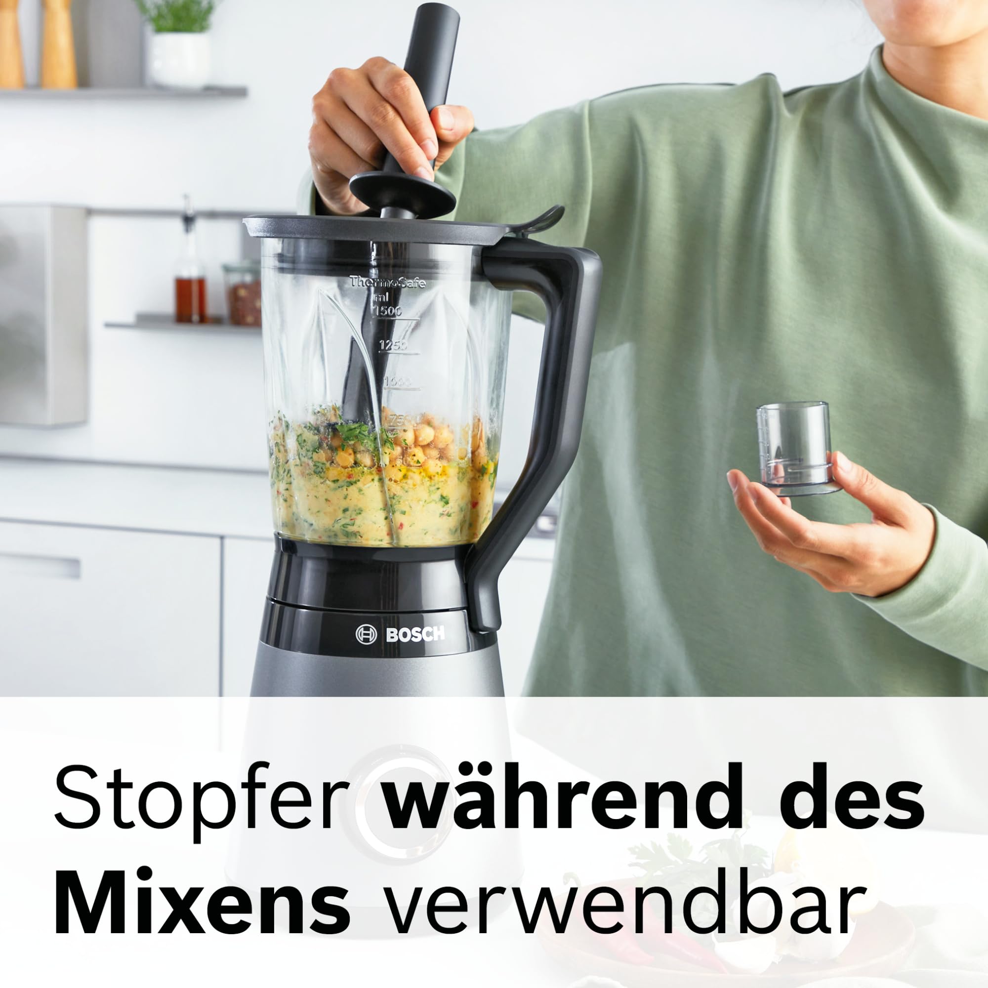 Bosch Electroménager - MMB6174S Serie 4, Mixeur VitaPower mixage direct dans une bouteille ToGo, Système ProPerformance, Moteur de 1200W, Métallique