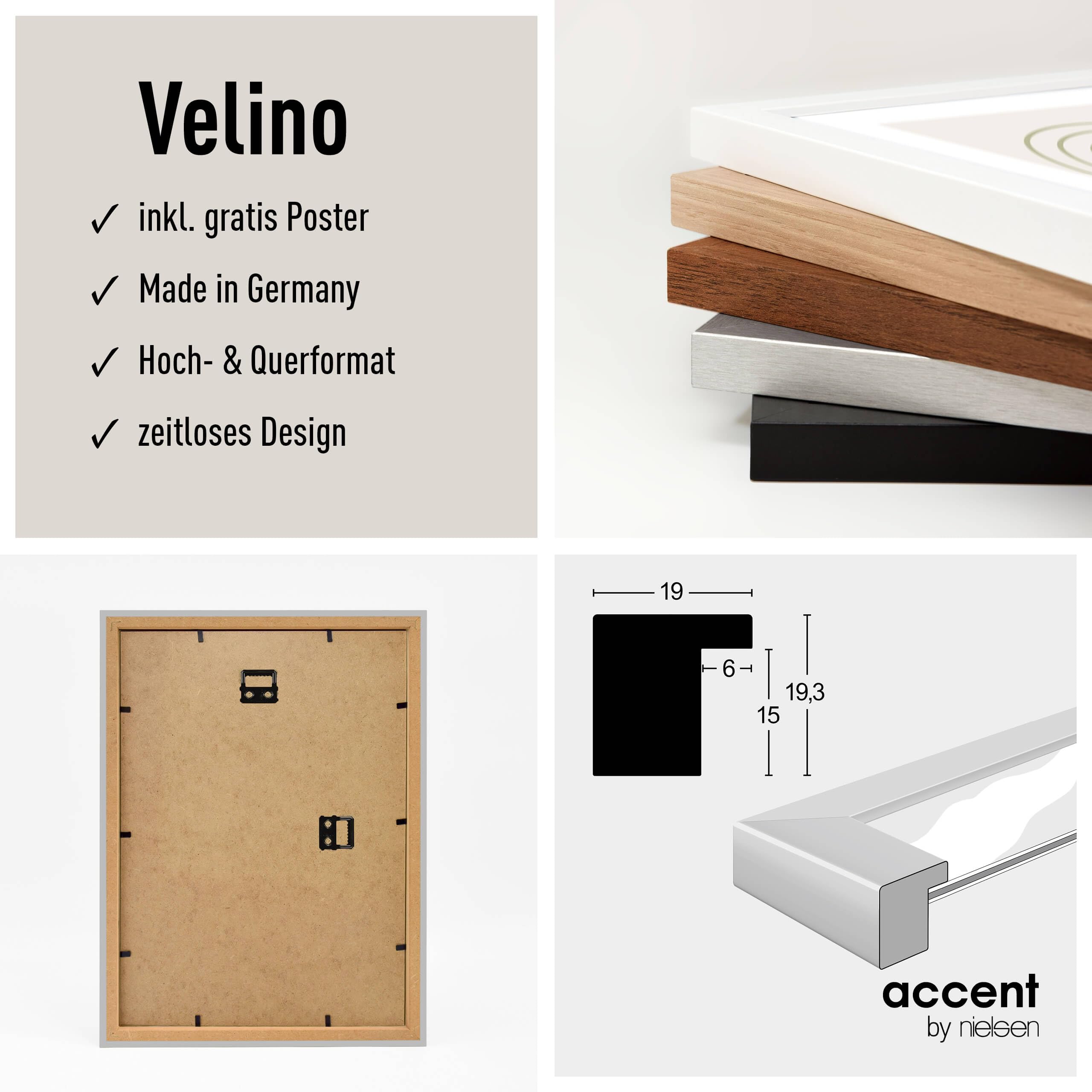 accent by nielsen Holz Bilderrahmen Velino, 30 x 40 cm 2er Set, Silber | Holz (MDF) Fotorahmen im Hoch- & Querformat zum Aufhängen Silber gebürstet Echtglas