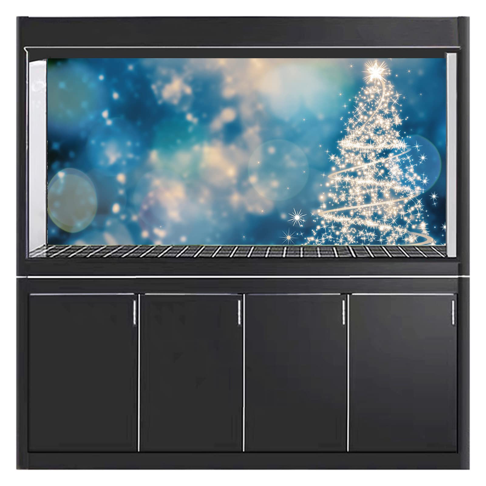 BAHULA Adesivo di sfondo per acquario di Natale, sfondo per acquario, sfondo per acquari, in PVC, adesivo per albero di Natale, sfondo per poster e decorazioni in carta, 122 x 76 cm