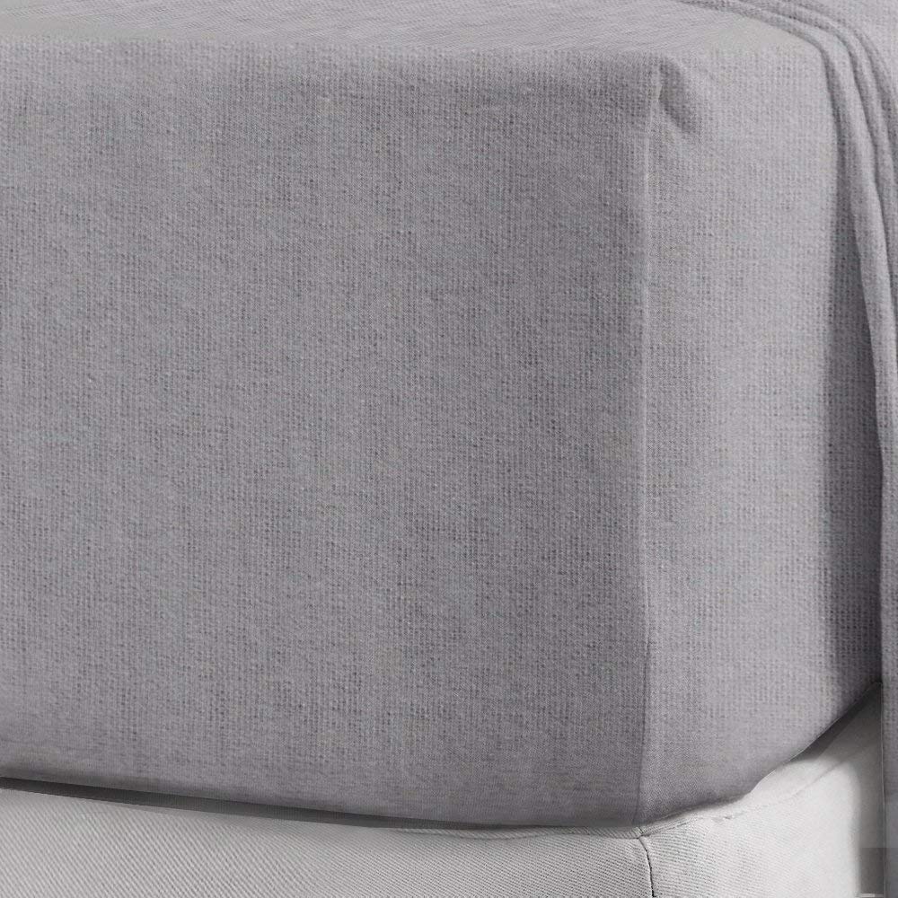 Sleep&Snuggle Grey 100% Brushed Cotton Thermal Flannelette Flat Sheet - Double