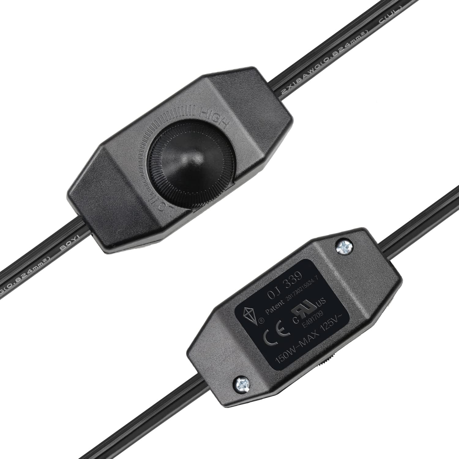 Lamp Cord with Knob Dimmer Switch, Black Wire Plug in, Stripped Ends Ready for Wiring Gladfresit, 6 Feet, UL Listed (2 Packs) 2 Packs Knob Switch image 4 of 7 B0B12H6ZJX