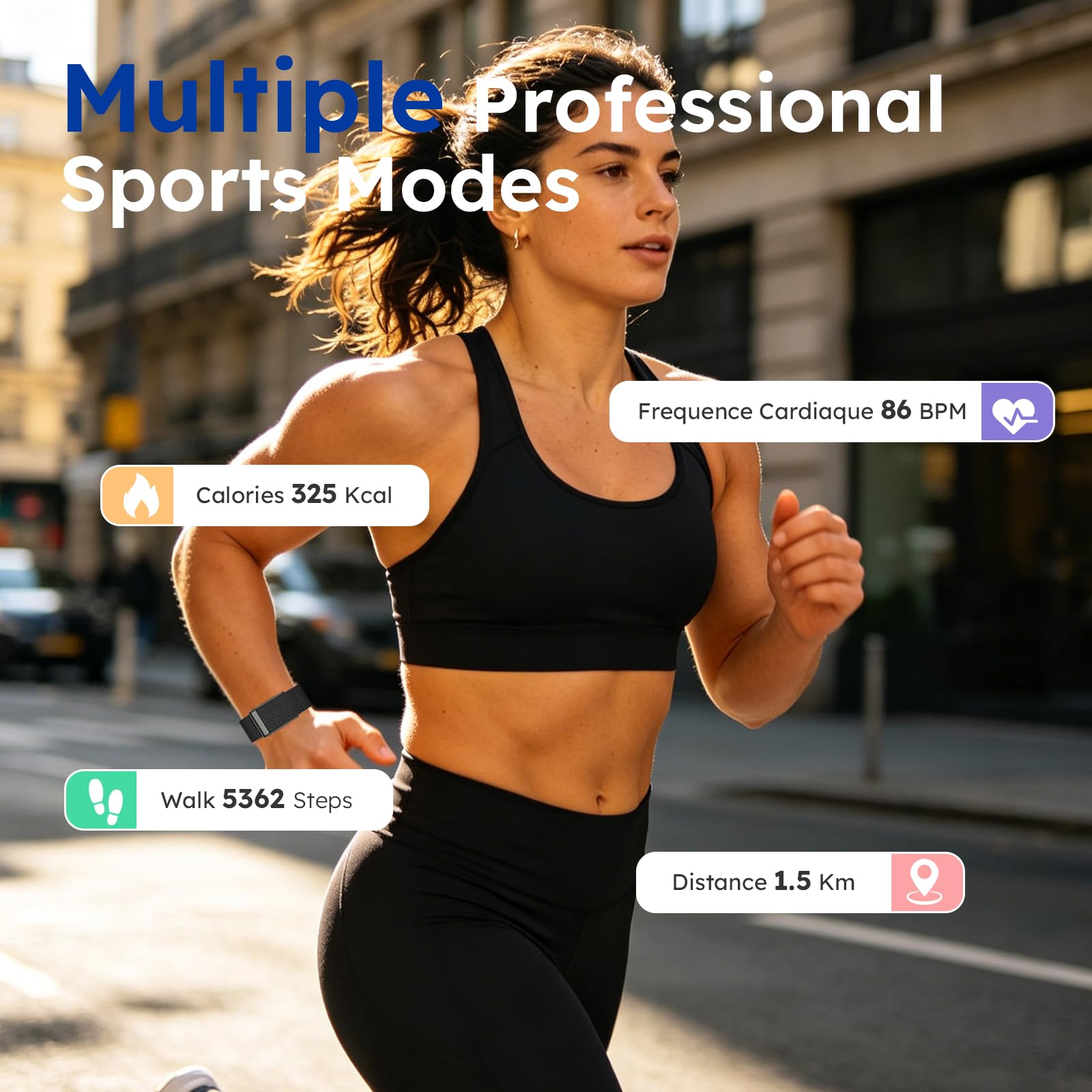 Monitor de actividad para hombres y mujeres, monitor de frecuencia cardíaca, podómetro, calorías, impermeable, rastreador de fitness para teléfonos Android iOS, salud, portátil, sin pantalla, pulsera