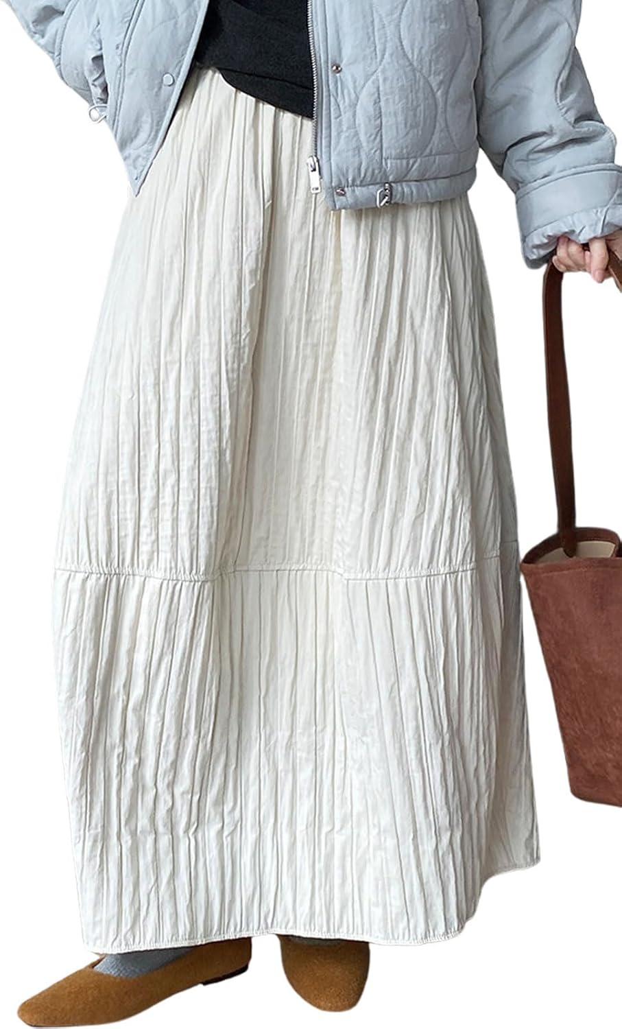 CHARTOU Womens Retro Long Quilted Cargo Skirt Y2K Maxi Bobble Skirts Ankle Length Boho Parachute Skirt Baggy