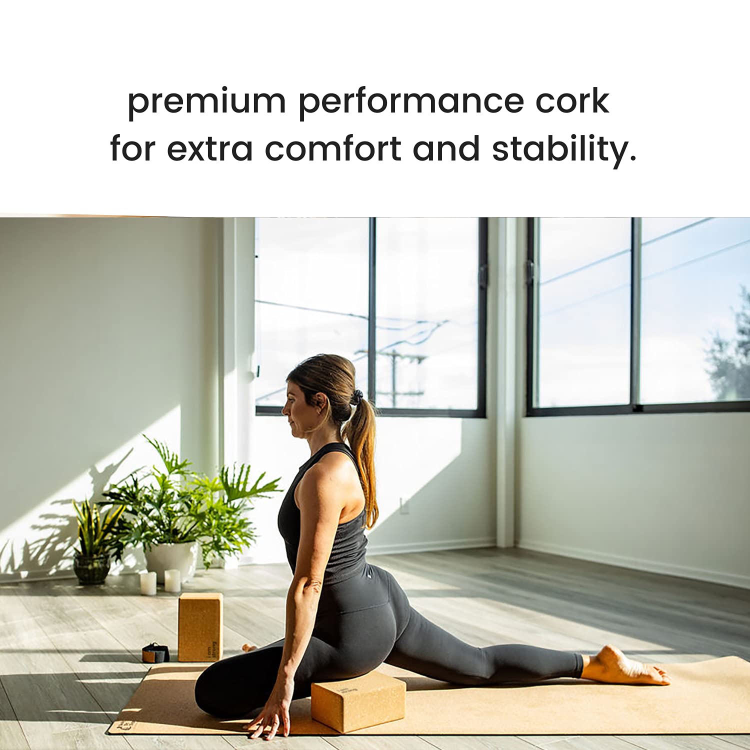 Luxuriöses Kork-Yoga-Block-Set, extra große Yoga-Blöcke mit leistungsfähigem portugiesischem Kork, hohe Dichte, rutschfeste Unterstützung für sichereres Balancieren, 2 Stück, 100 % Baumwolle, extra