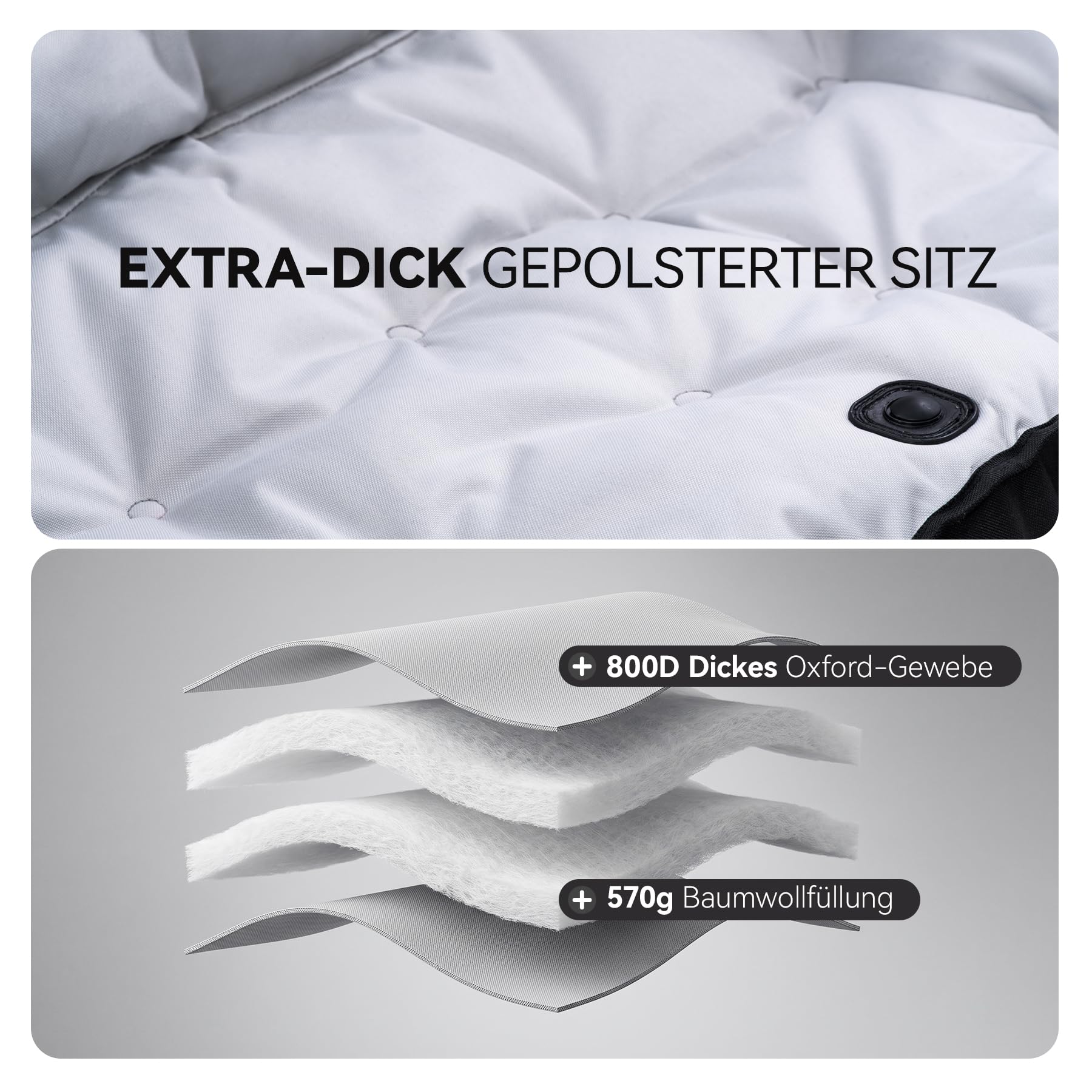 Campingstuhl Faltbar XXL mit Lendenkissen, 200kg Belastbar | Klappbar&Tragbar, Hochlehner, 800D Polyester, mit Getränkehalter Kühltasche Tragetasche, für Outdoor Garten Balkon Indoor