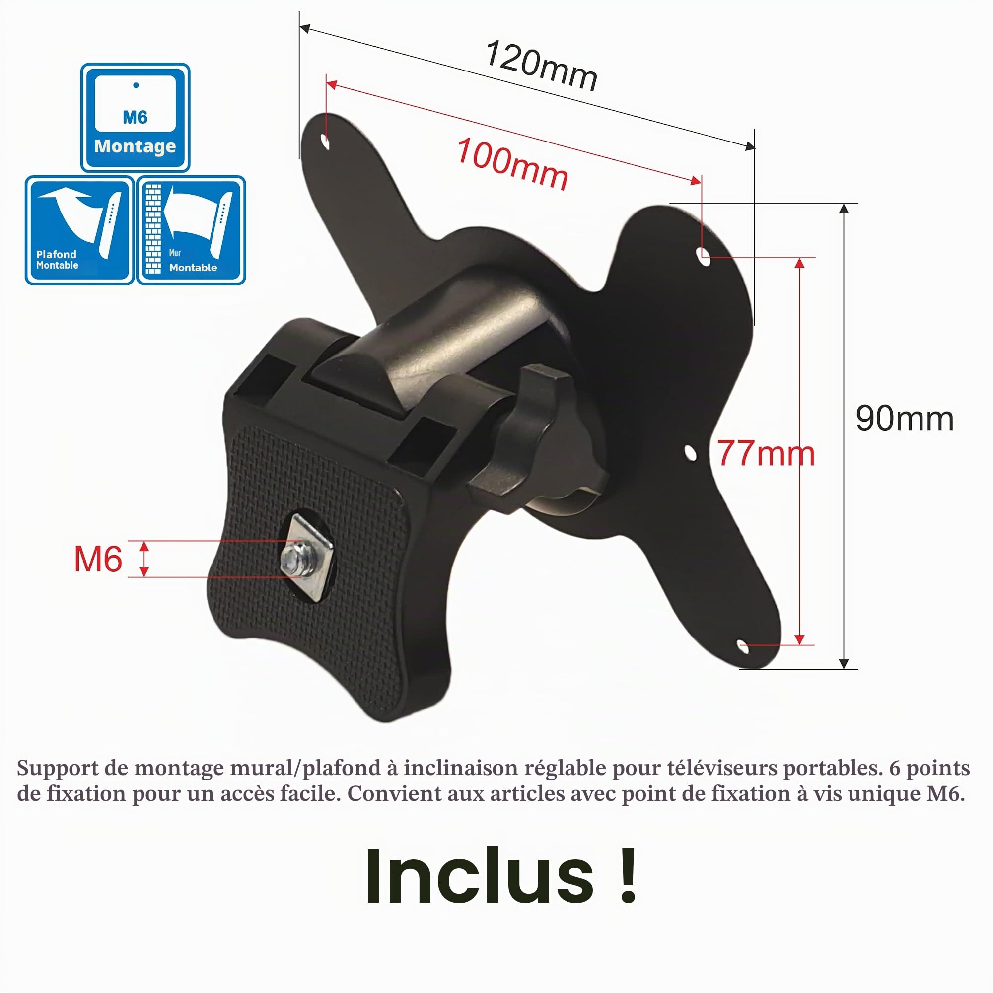 Unispectra® 12 Pouces TV 12V / 230V HD LED Numérique TV DVB-T/T2 (TNT) USB PVR & Lecteur multimédia, Tuner FM, HDMI, AV in/Out. Idéal pour : Maison, Camping-Car, Bateau, Caravane, et Camion