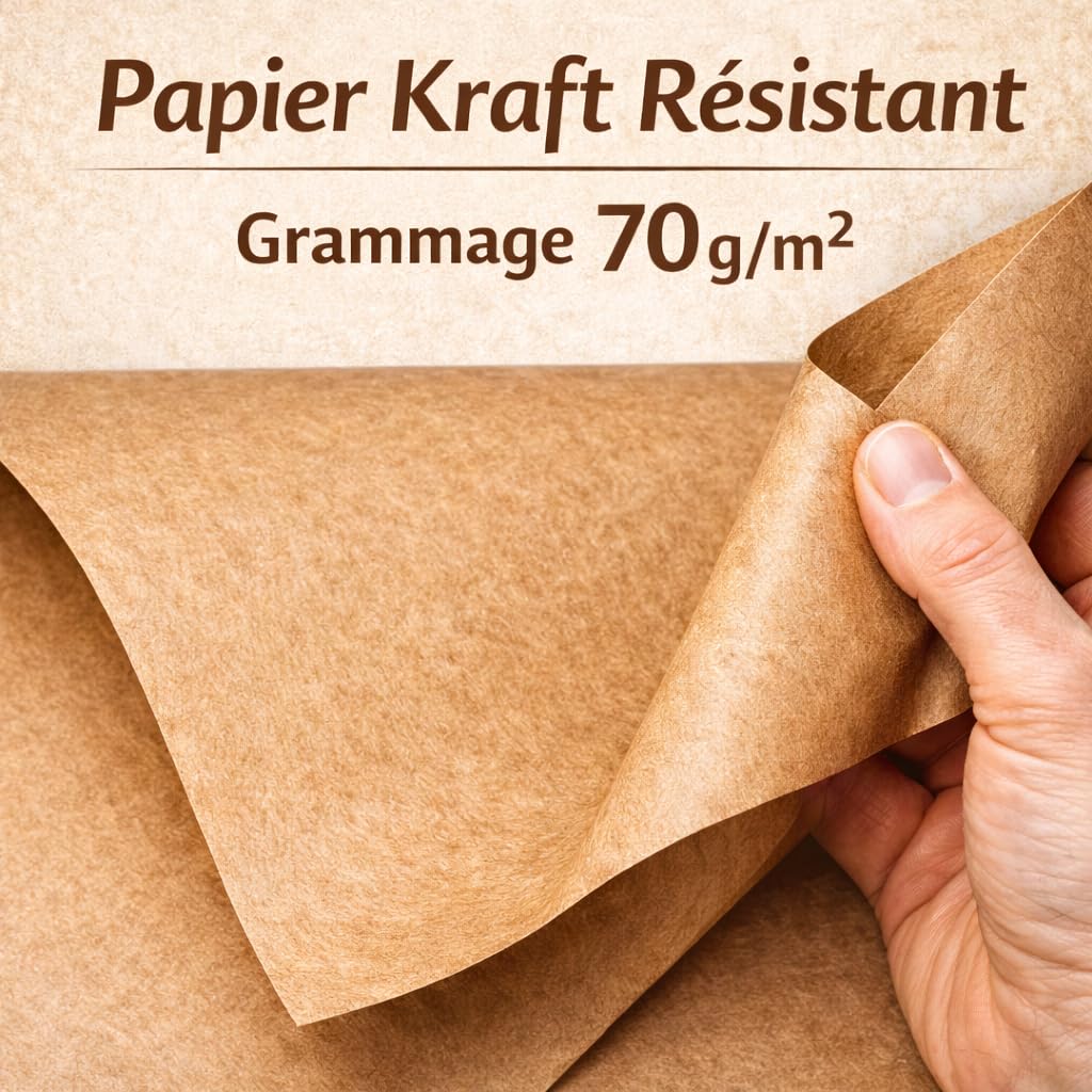 Rouleau Papier Kraft - 90 cm x 250 m – Papier Kraft Marron 70 g/m² – Papier Emballage Colis, Protection Carton, Emballage Cadeau – Papier Kraft Résistant pour Expédition, E-commerce & Déménagement