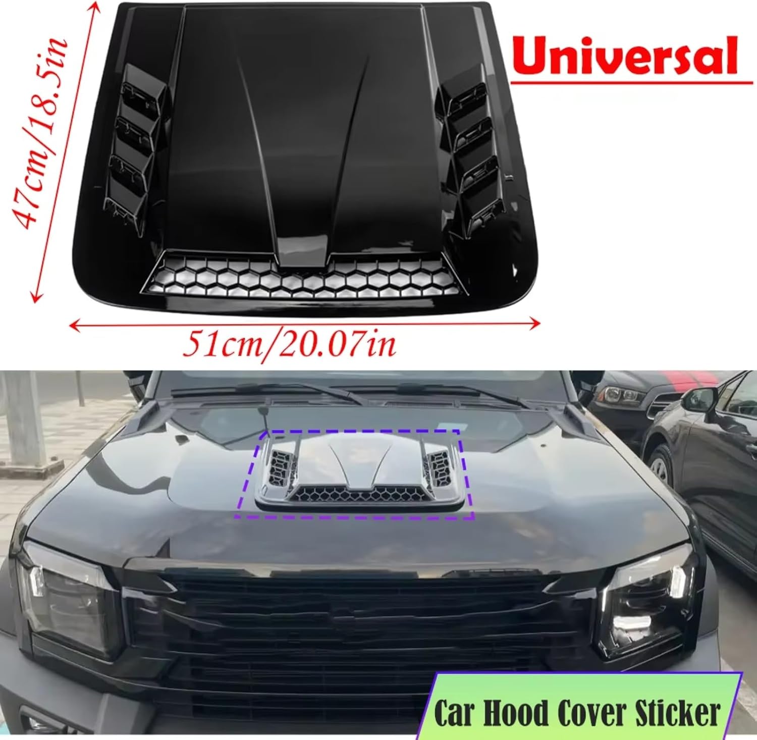 Bonnet Vent Cover Car Hood Decorative Stickers Universal Front Engine Air Flow Intake Scoop Vent Bonnet Cover Accessory