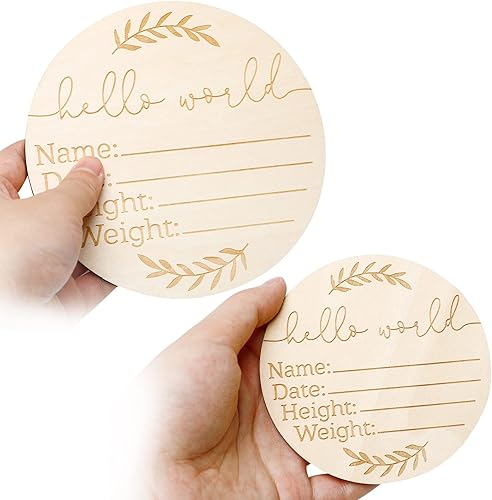 Miniatura 4 de 2 letreros de madera con nombre de Hello World, recuerdo de llegada para regalo de habitación de bebé (3.9 in5.9 in)