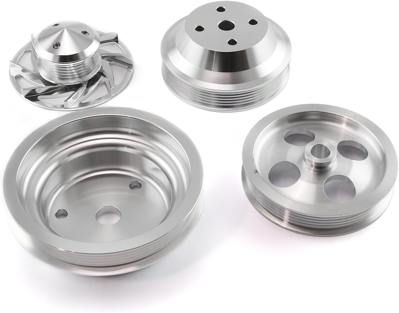 Speedmaster PCE415.1040 Compatible with Chevy SBC Serpentine Pulley Kit Short Water Pump with Type 2 Power Steering Pump