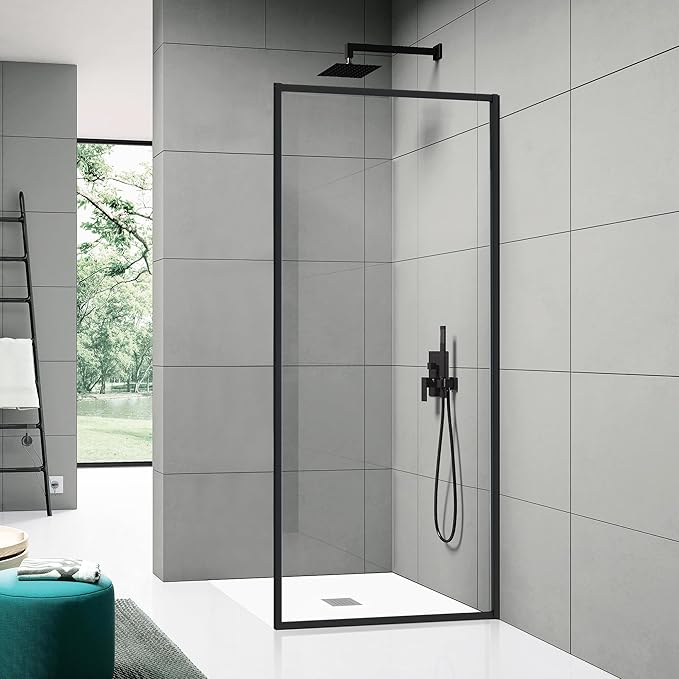 Shower SemiFramed Glass Panel, 34" W x 72" H Shower Screen, 5/16" (8mm