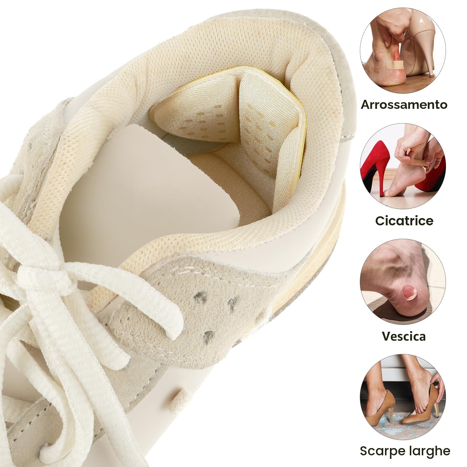 Confezione Da 4 Cuscinetti Antiscivolo per Il Tallone Cuscinetti Autoadesivi Cuscinetti per I Piedi Scarpe Riparazione Del Tallone per Scarpe E Stivali Troppo Grandi Riempitivo per Scarpe Cuscinetti
