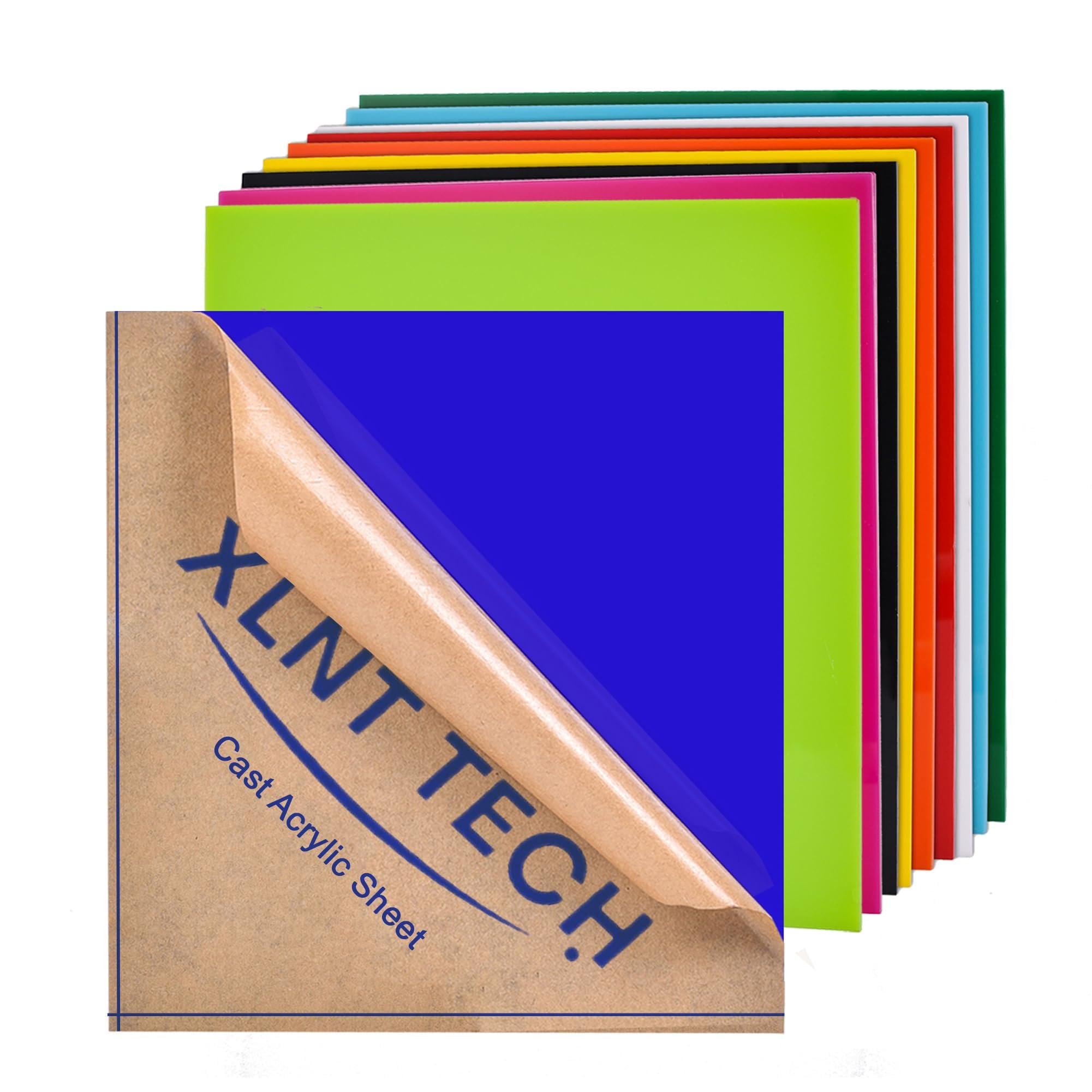 XLNT TECH 10pcs 1/8 Thick Acrylic Sheet 8 X 8" Opaque Colorful Cast Acrylic Sheet for Laser Cutting and Engraving Materials, UV Printed Signs, Crafts and DIY Projects.