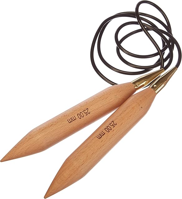 KnitPro 150 cm x 25 mm Basix Fixed Circular Needles, Birch