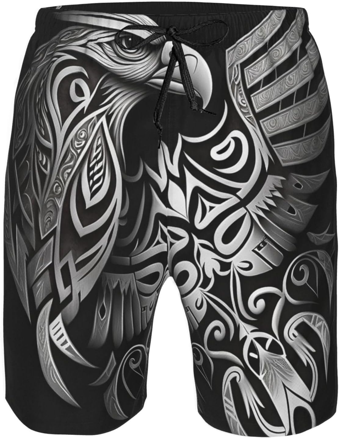 Eagle Tribal Native American Vintage Mens Swim Trunks Swim Board for Teen Shorts Surf Swimming Beach Trunks Large White