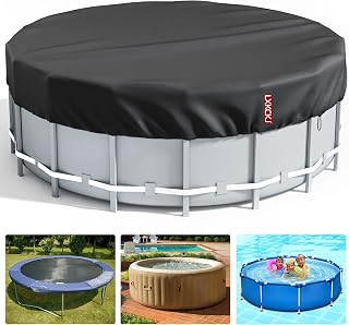 10 Ft Round Pool Cover, Solar Covers for Above Ground Pools, Inground Pool Cover Protector with Drawstring Design Increase Stability, Hot Tub Cover Ideal for Waterproof and Dustproof (Black)