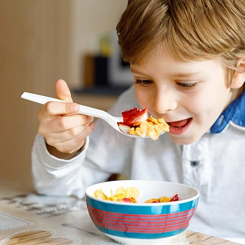 Vista 20 de JOLLY CHEF Cubiertos de plástico blanco de 360 unidades, resistentes, 180 tenedores, 120 cucharas, 60 cuchillos, resistentes al calor, sin BPA