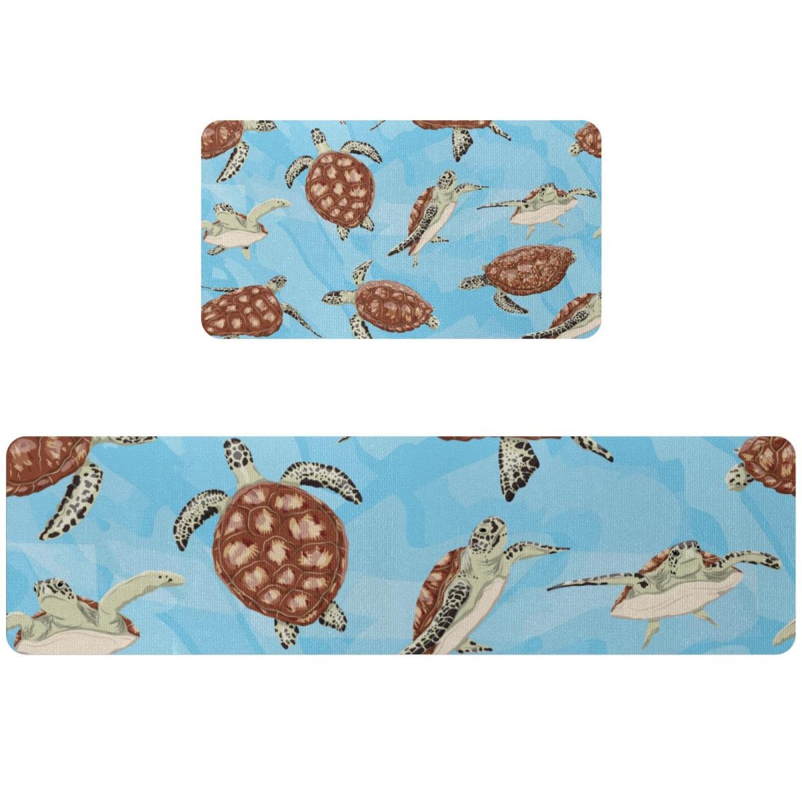 Tapete de cocina de 2 piezas diseño océano, alfombra absorbente antideslizante para cuarto de lavado