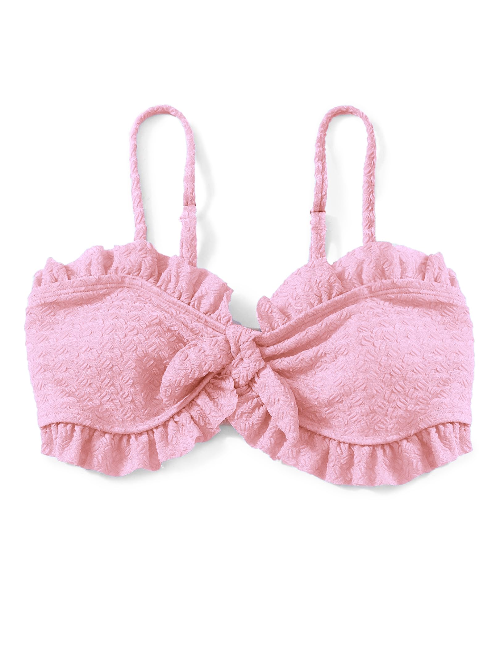 Arshiner Dziewczęcy 3-częściowy krawat z przodu Ruffle Trim zestaw bikini na lato moda kąpielowa top + spódnica + majtki, strój kąpielowy dla dzieci w wieku 5-14 lat