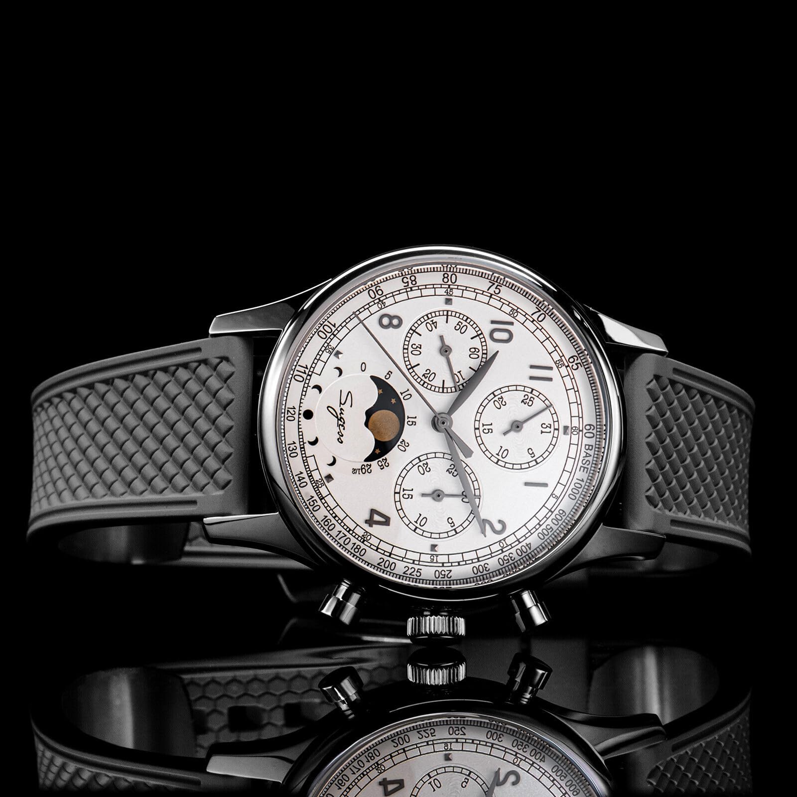 S389-2.01.FK MoonPhase Master Gold Schwanenhals Version Möwe ST1908 Uhrwerk Saphirglas Herren Chronograph Mechanische Herrenuhr 1963 Silber, Silber, Armband