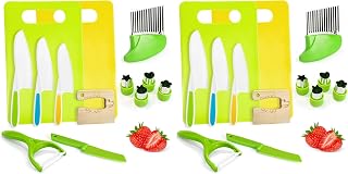 Chanking 13 Pieces Kids Safe Knife Set for Real Cooking Child-Friendly Plastic Chef Tools Montessori Kitchen Toys for Toddlers Birthday Gifts for Boys and Girls Ages 4+ (A) (Pack of 2)