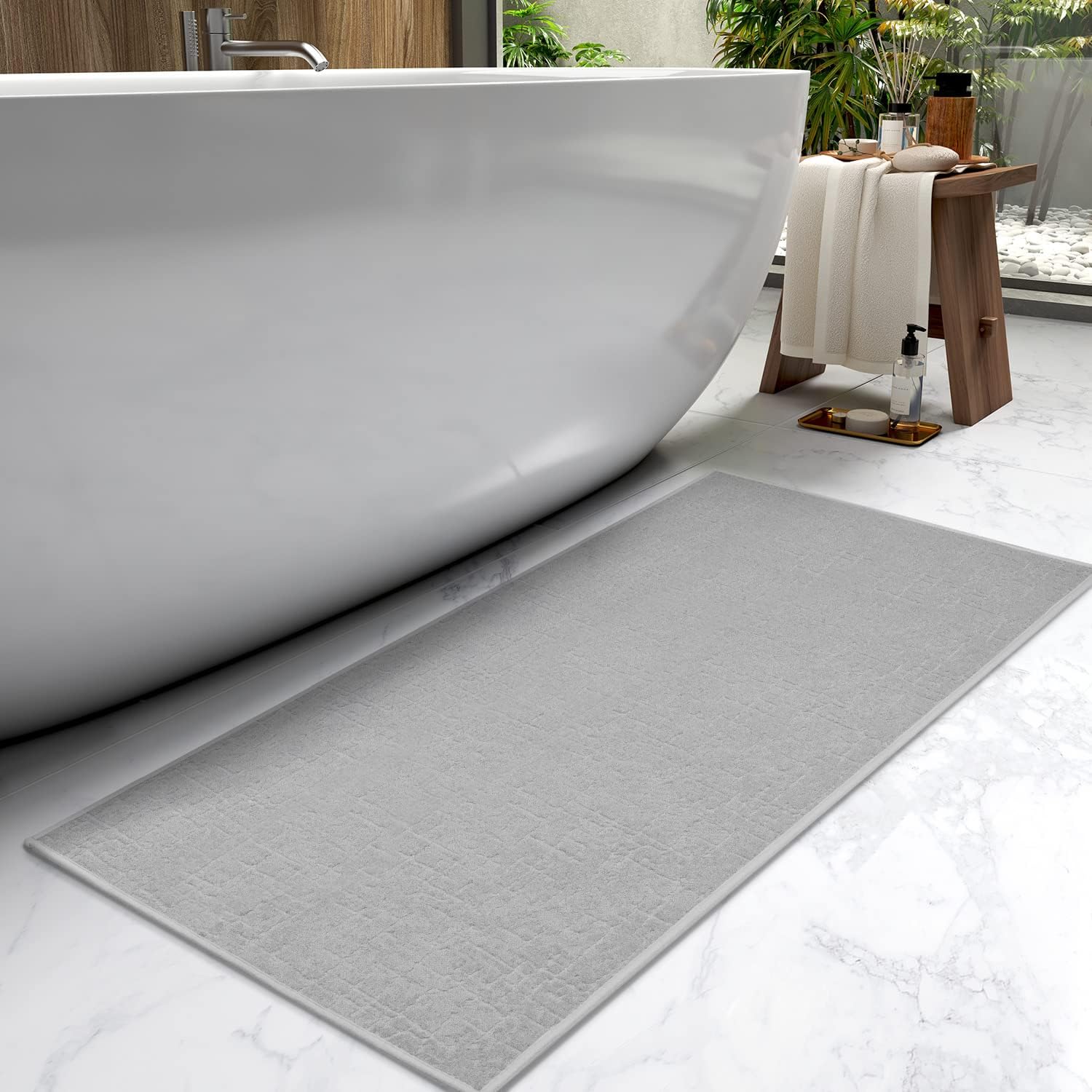 AMOAMI, Bath Mat, Super Absorbent Quick Drying Bathroom Floor Mats