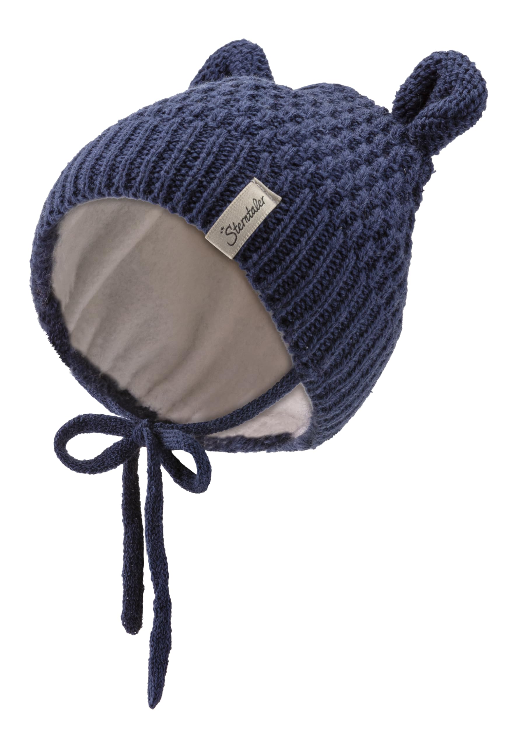 Sterntaler Unisex Navy Knitted Hat Made Of Soft Melange Yarn - Bobble Hat In Ribbed Knit With Envelope, 45